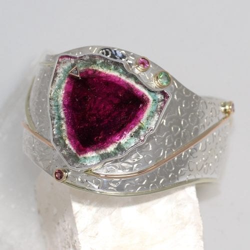 Watermelon Tourmaline Cuff Bracelet