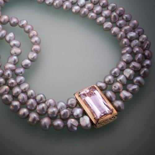Morganite & Purple Pearl Necklace
