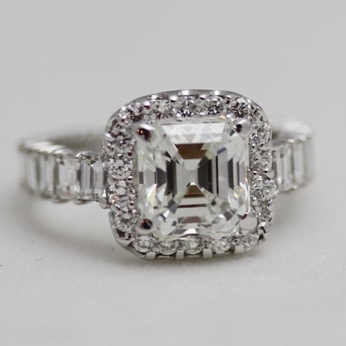 Emerald & Baguette Diamond Anniversary Ring