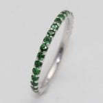 Shared Prong Ring 14K White Gold Eternity Band with Garnet