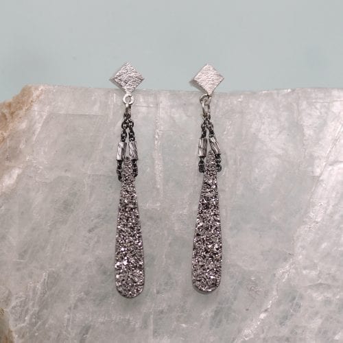 Platinum Drusy Earrings