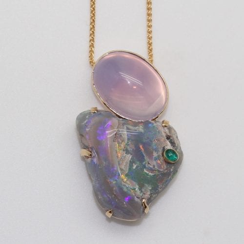 Opalized Clam Fossil & Scapolite Pendant/Pin