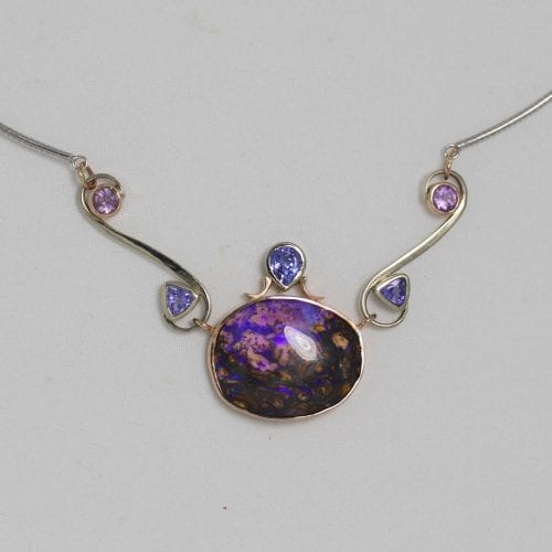 Purple Fire Boulder Opal Necklace