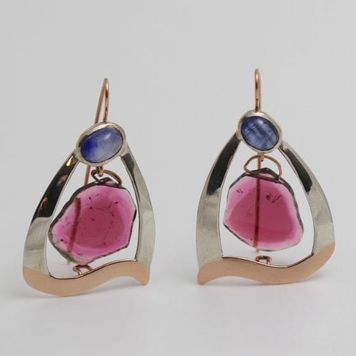Temple Earrings with Tourmaline & Sapphire