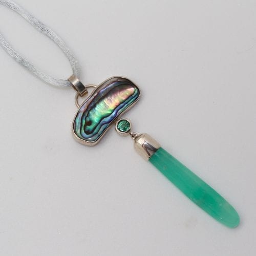 Chrysoprase & Abalone Shell Pendant