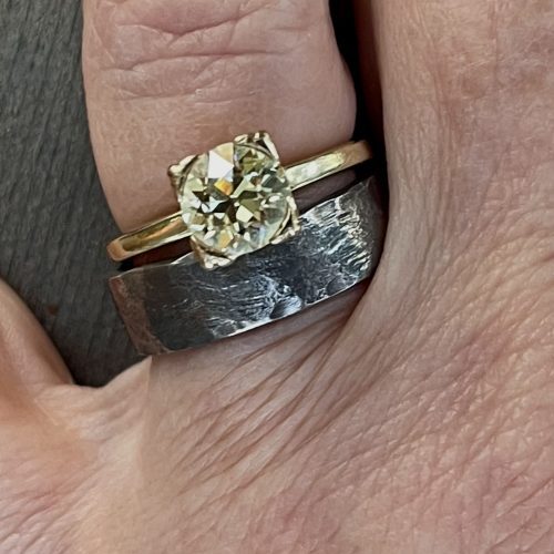 Black Rhodium raw textured wedding band