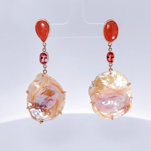 "Rosey Glow on Snow" Earrings