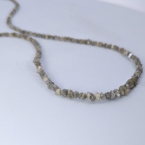 Raw Natural Diamond Graduated Bead Necklace