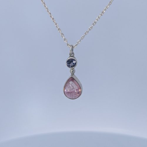 Purple Sapphire and Pink Tourmaline Pendant