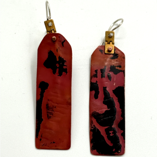 Rubedo Series Copper Red Patina Earrings