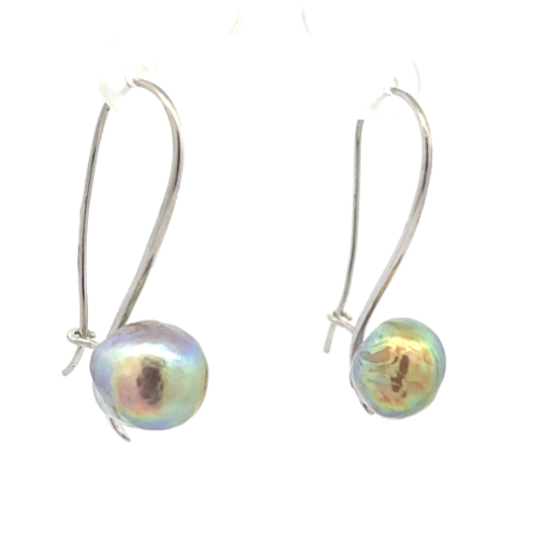 Baroque Pink Metallic Freshwater Pearl Earrings
