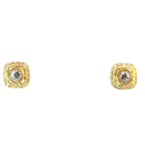 Natural White Zircon and Diamond Pave Earrings