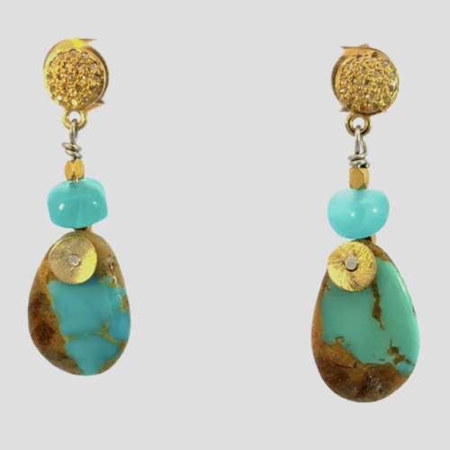 Kingman Turquoise Teardrop Smithsonite and Dirty Diamond Disc